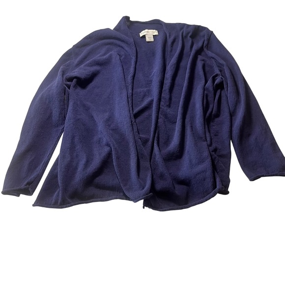 Coldwater Creek Sweaters - Coldwater Creek Navy Blue Open Front Cardigan Sweater Cotton Blend Medium